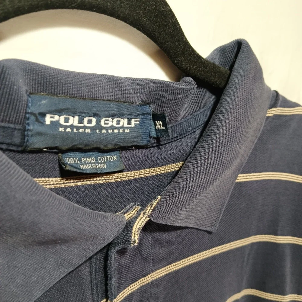Men's XL Polo Golf‎ Ralph Lauren. Navy And Gold. 100% Pima Cotton.